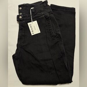 Frame Denim Black Women Pleated Carrot Jeans Size 27